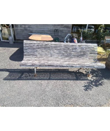 BANC DE JARDIN A LATTES BOIS PIEDS FONTE DÉBUT XXE 