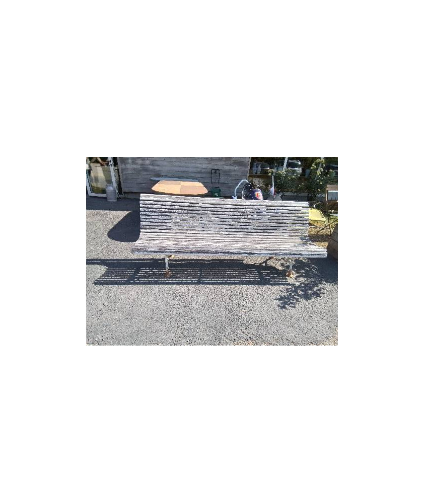 BANC DE JARDIN A LATTES BOIS PIEDS FONTE DÉBUT XXE 