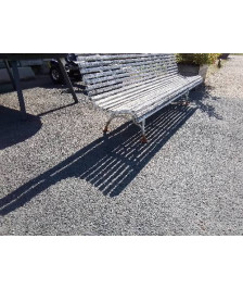 BANC DE JARDIN A LATTES BOIS PIEDS FONTE DÉBUT XXE 