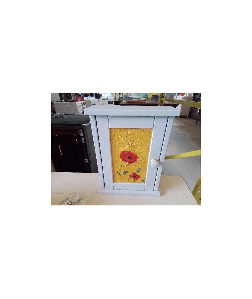 PORTE CLÉ GRIS MOTIF FLORAL 