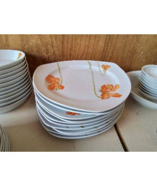 LOT DE 1O PLATES ASSIETTES TRIANGULAIRES MOTIF FLORAL 