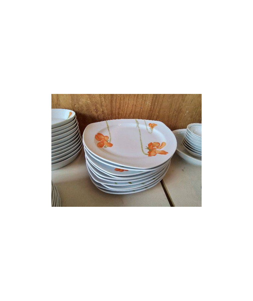 LOT DE 1O PLATES ASSIETTES TRIANGULAIRES MOTIF FLORAL 