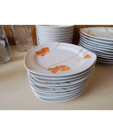 LOT DE 1O ASSIETTES À DESSERT TRIANGULAIRES MOTIF FLORAL 
