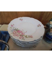LOT DE 6 ASSIETTES À DESSERT MOTIF FLORAL 