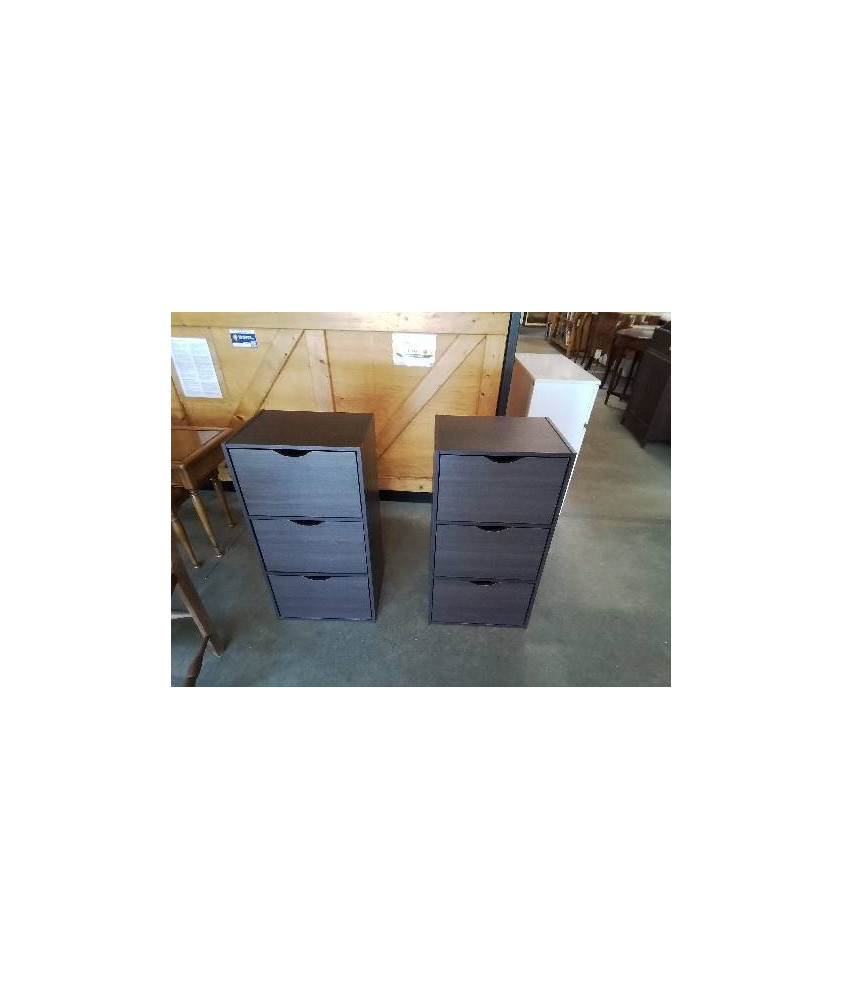 CHIFFONNIER BOIS TEINTÉ WENGE 3 TIROIRS 