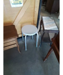 TABOURET DE DOUCHE ROND PIEDS RÉGLABLE PU ET MÉTAL 