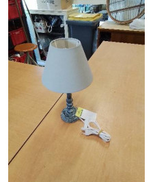LAMPE COLONNE BOIS BLEU AJ GRIS 