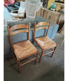 CHAISE BOIS CLAIR PAILLÉ 2 BARREAUX