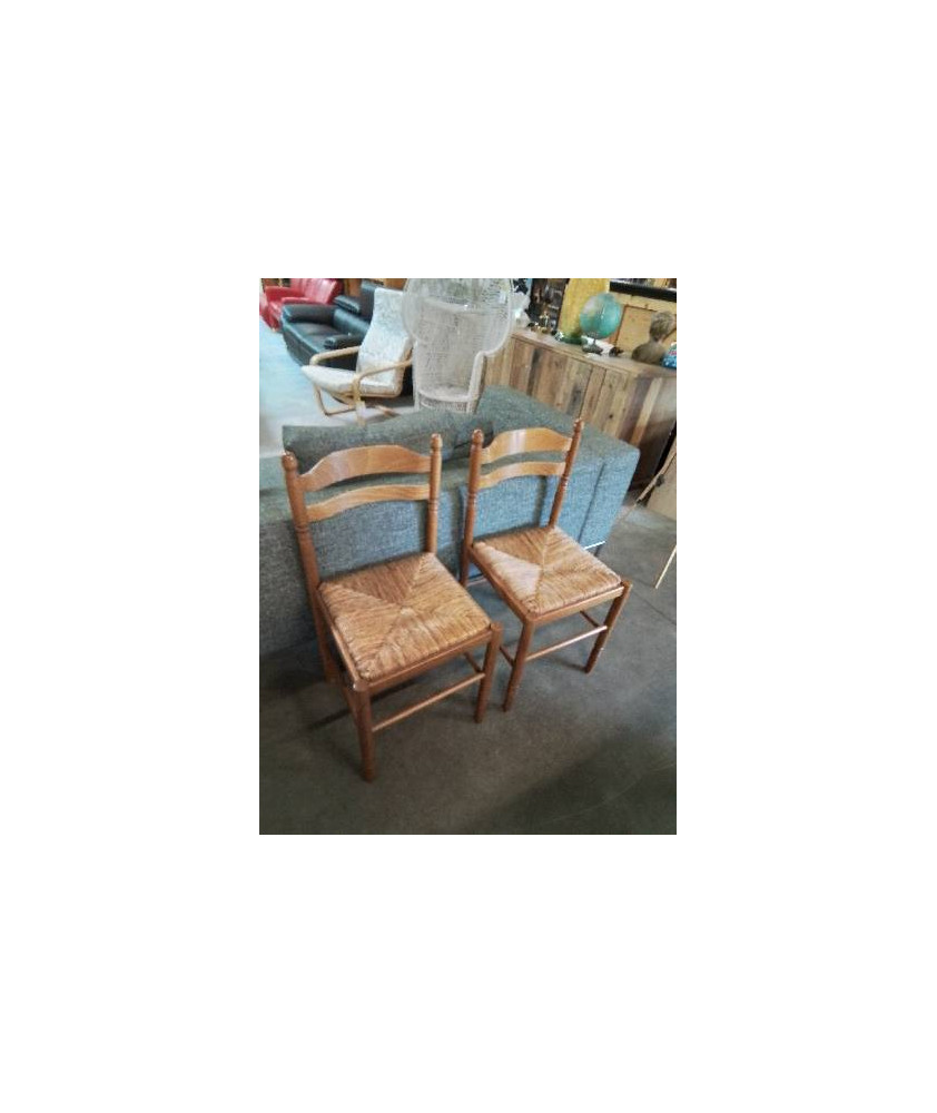 CHAISE BOIS CLAIR PAILLÉ 2 BARREAUX