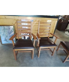 FAUTEUIL BOIS ASSISE CUIR CHOCOLAT