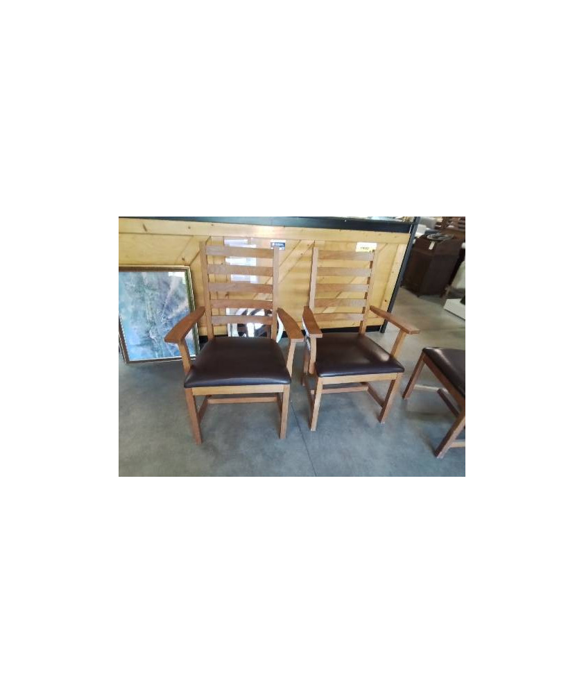 FAUTEUIL BOIS ASSISE CUIR CHOCOLAT