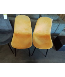 PAIRE DE CHAISES TISSU JAUNE PIÈTEMENT MÉTAL NOIR
