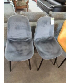 PAIRE DE CHAISES TISSU GRIS PIÈTEMENT MÉTAL NOIR 