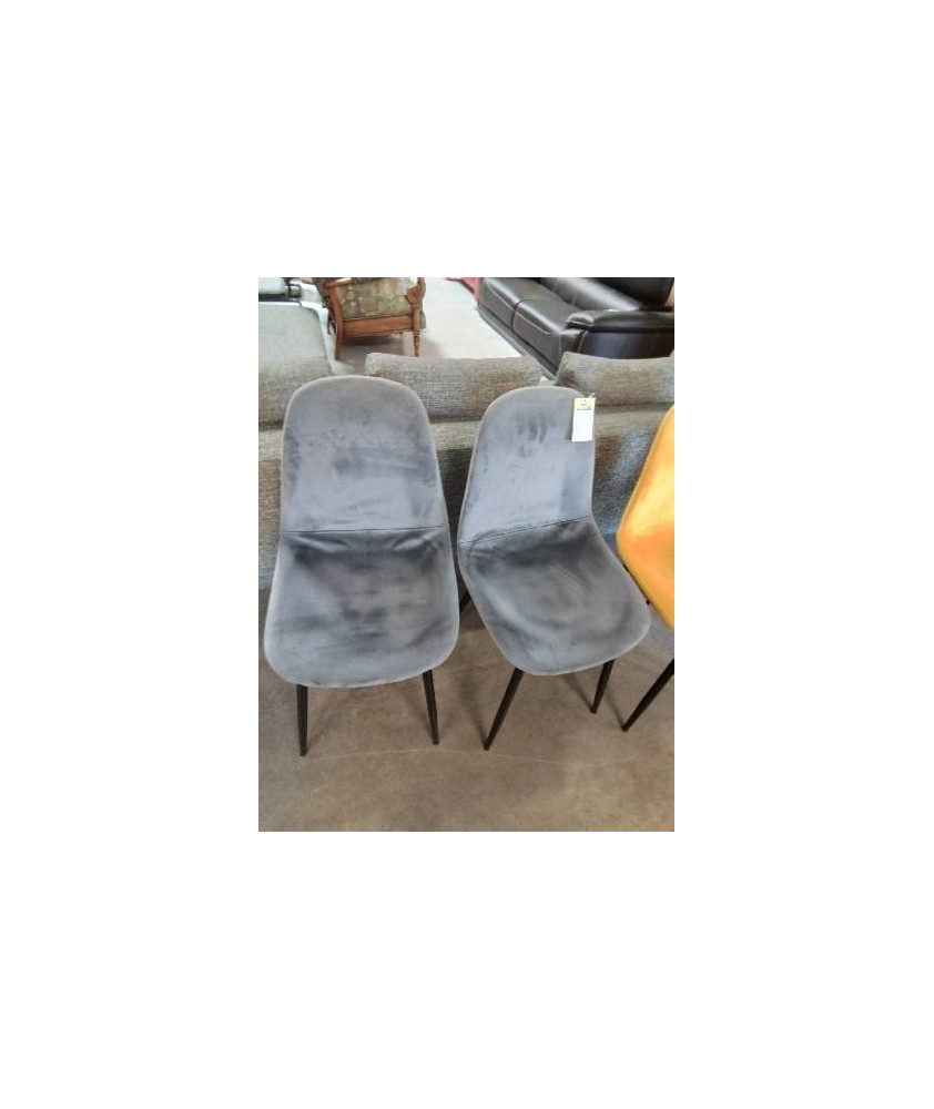 PAIRE DE CHAISES TISSU GRIS PIÈTEMENT MÉTAL NOIR 