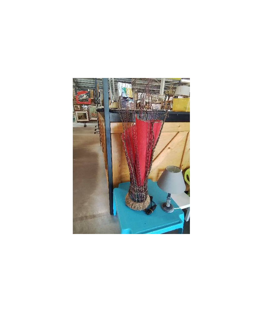 LAMPE VANNERIE ET PU ROUGE
