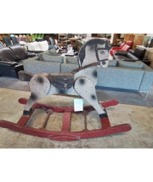 CHEVAL A BASCULE ET ROULETTES BOIS DEBUT XXE 
