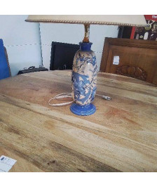 PIED DE LAMPE FLEURS BLEUES
