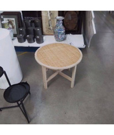 TABLE BASSE RONDE MODERNE DESSUS CANNAGE 
