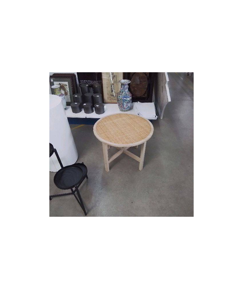TABLE BASSE RONDE MODERNE DESSUS CANNAGE 