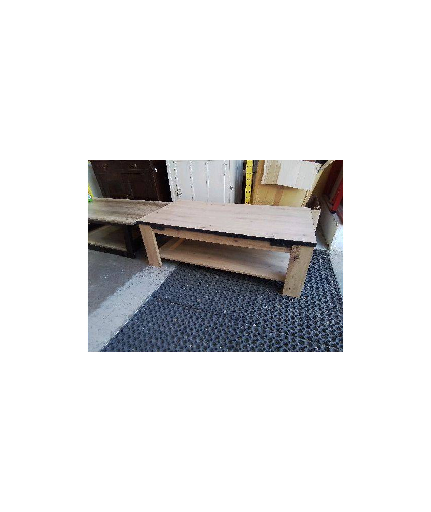 GRANDE TABLE BASSE PLACAGE CHENE TYPE INDUSTIEL