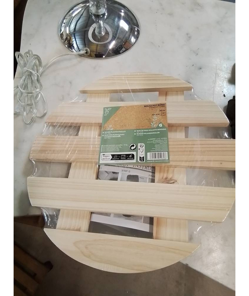 PORTE PLANTE A ROULETTES BOIS CLAIR 
