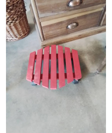 PORTE PLANTE A ROULETTES BOIS ROUGE