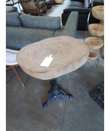 TABLE BISTROT PIÈTEMENT FONTE PLATEAU BOIS NATUREL 