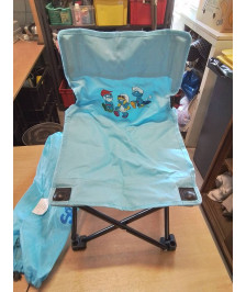 CHAISE ENFANT DE CAMPING PLIANTE METAL NOIR ET TOILE BLEU