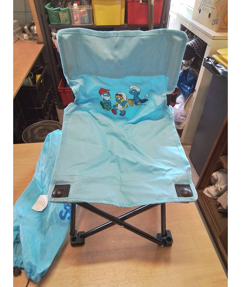 CHAISE ENFANT DE CAMPING PLIANTE METAL NOIR ET TOILE BLEU