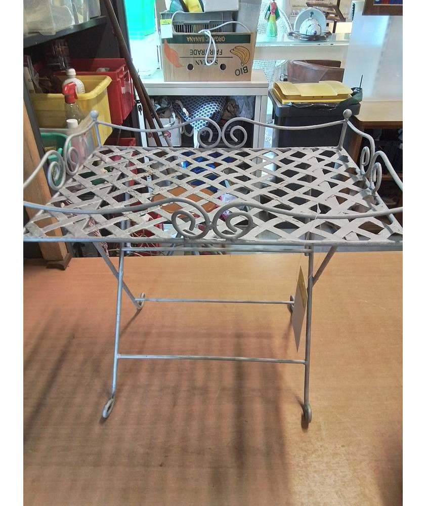 DESSERTE PLIANTE METAL PEINT ARGENT