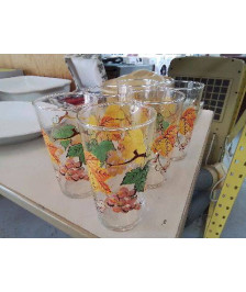 LOT DE 6 VERRES À JUS MOTIF GRAPPE RAISIN 
