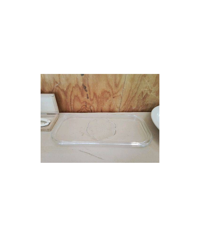 PLAT À CAKE EN VERRE MOTIF FLORAL 