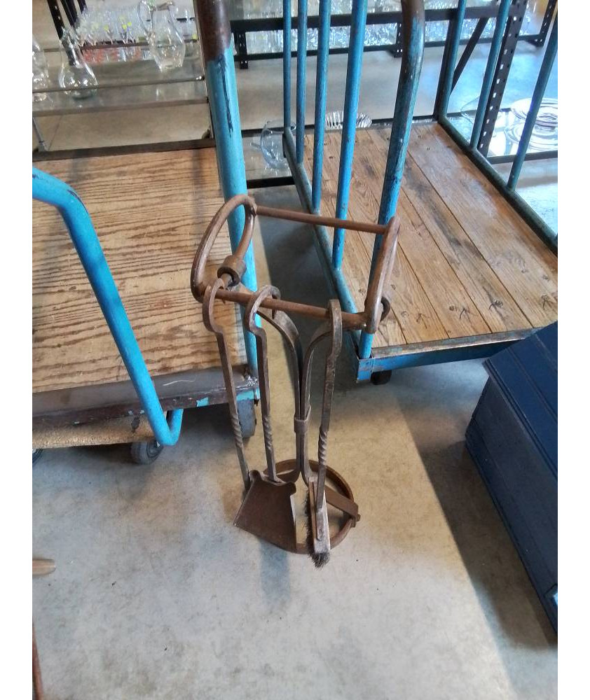 SERVITEUR DE CHEMINÉE FER FORGÉ 4 PIÈCES 