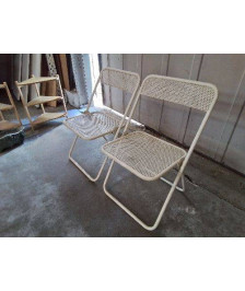 CHAISE PLIANTE EN METAL MICROPERFORÉE ANNEE 80