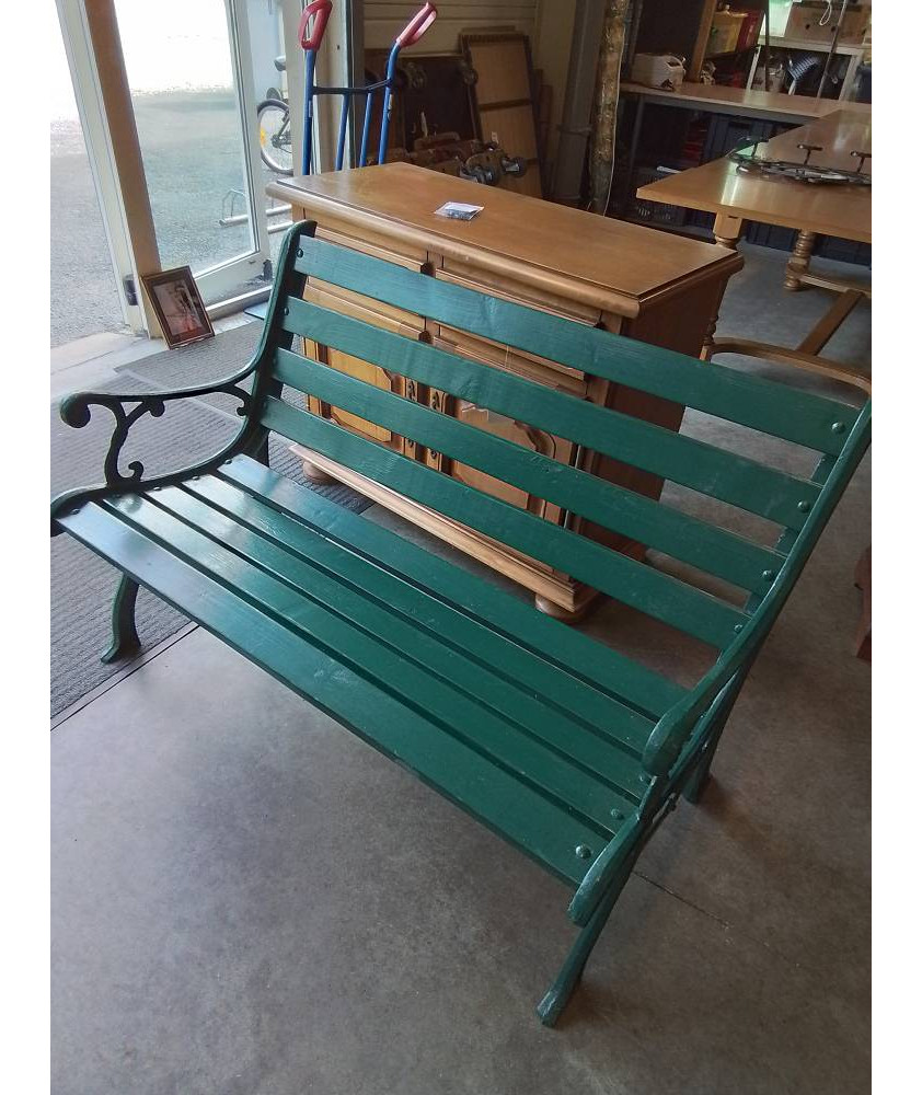 BANC DE JARDIN FONTE ET LATTES BOIS PEINT VERT