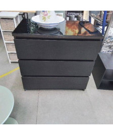 COMMODE NOIRE DESSUS VERRE