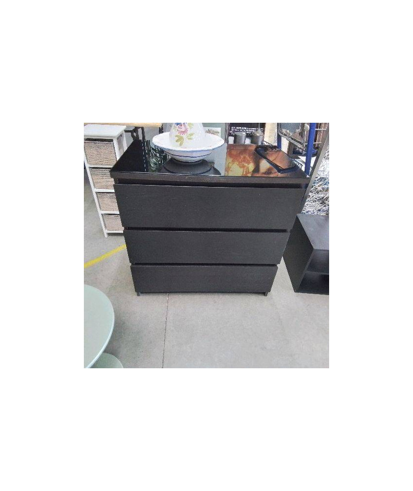 COMMODE NOIRE DESSUS VERRE
