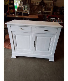 BUFFET BOIS PEINT BLANC 2 PORTES 2 TIROIRS 