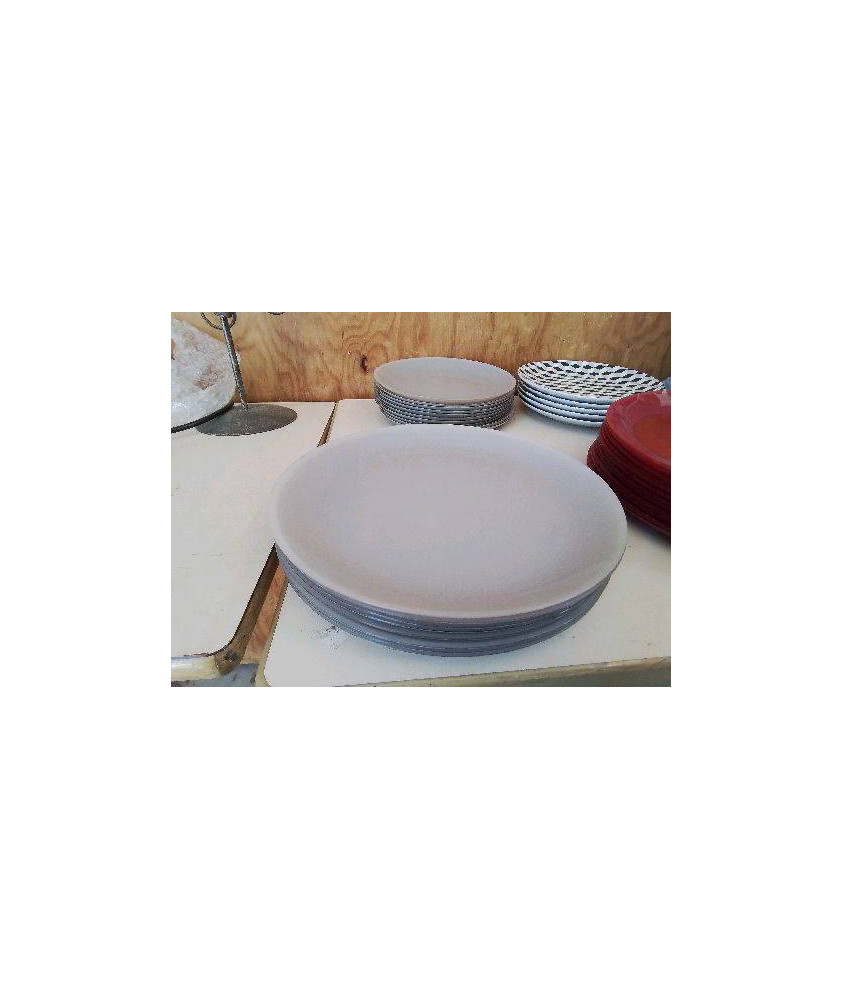 LOT DE 8 ASSIETTES PLATES GRISE