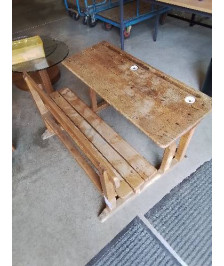 BUREAU D’ECOLIER DOUBLE BOIS AVEC ENCRIERS DÉBUT XXE