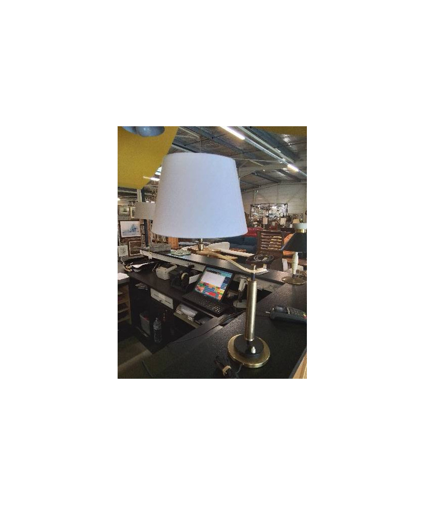 LAMPE DE BUREAU ORIENTABLE LAITON ET MÉTAL NOIR AJ ECRU ANNÉES 50/60