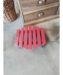 PORTE PLANTE A ROULETTES BOIS ROUGE