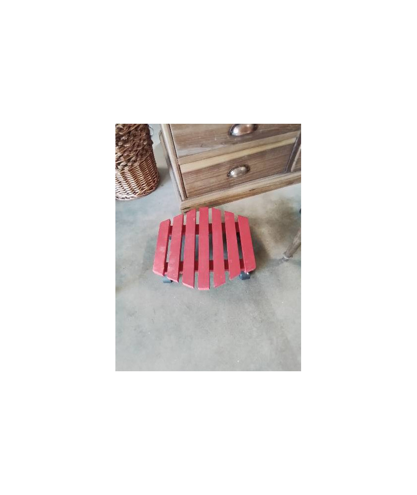 PORTE PLANTE A ROULETTES BOIS ROUGE