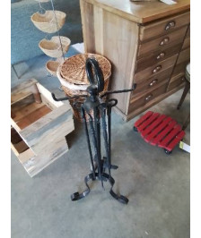 SERVITEUR DE CHEMINÉE FER FORGÉ 5 PIÈCES 