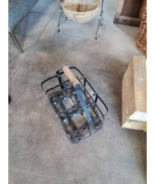 PORTE BOUTEILLES FER FORGÉ NOIR ANSE BOIS DÉBUT XXE