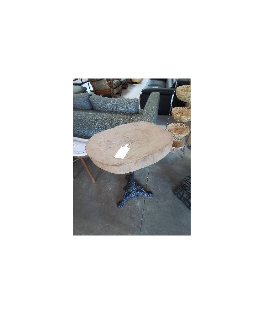TABLE BISTROT PIÈTEMENT FONTE PLATEAU BOIS NATUREL 