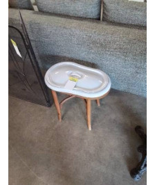 BIDET BOIS COURBÉ ET TÔLE ÉMAILLÉE BLANC MILIEU XXE