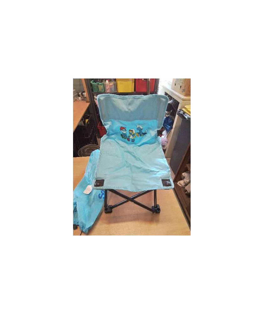 CHAISE ENFANT DE CAMPING PLIANTE METAL NOIR ET TOILE BLEU
