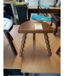 PORTE PLANTE DEMI LUNE TRIPODE PIEDS CHAPELET BOIS 