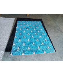 TAPIS BLEU ET ECRU 116X170